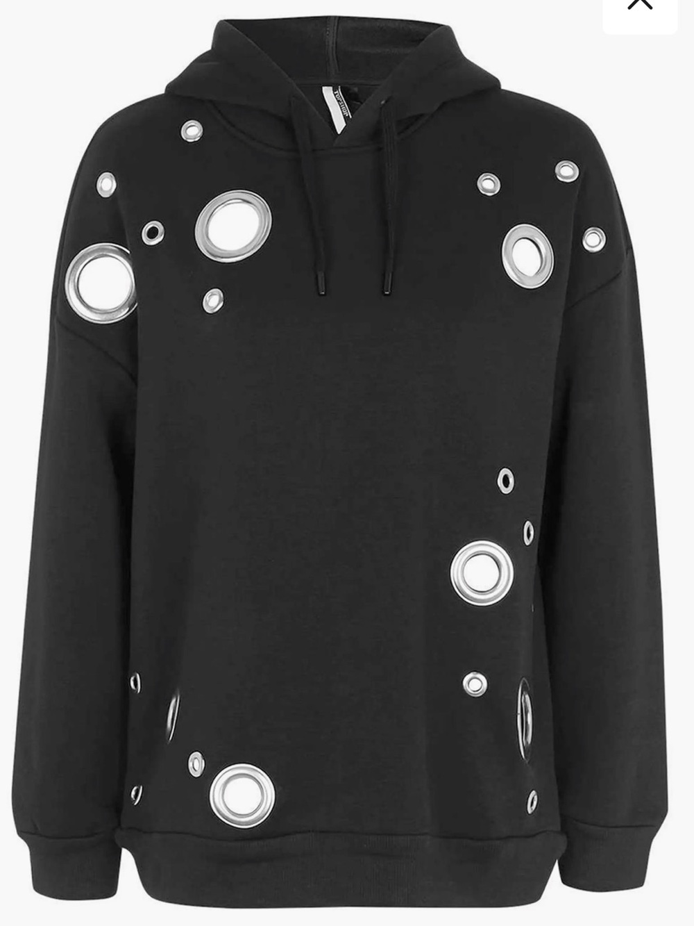 Topshop Grommet Oversized Hoodie Black Size US 4 Metal Eyelet Pullover